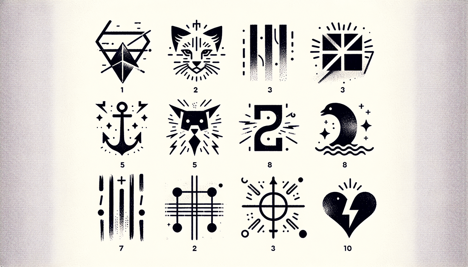 A selection of bold short tattoos for men displayed on skin.